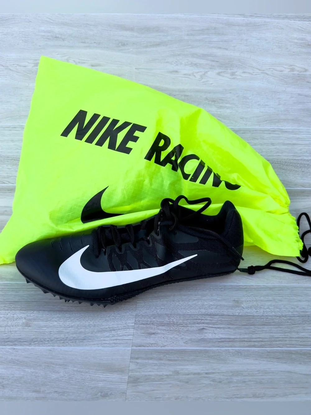 Nike Zoom Rival S Track Spikes Men’s 9.5 Black White Sprint Shoes w/ Bag